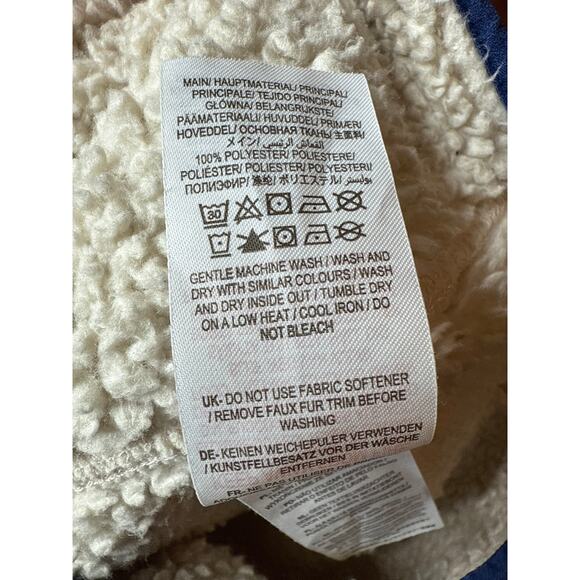 Baby Boden Sherpa Zip Up Vest Boy's 2-3 Y 98 cm Fluffy Beige Blue - Picture 6 of 7